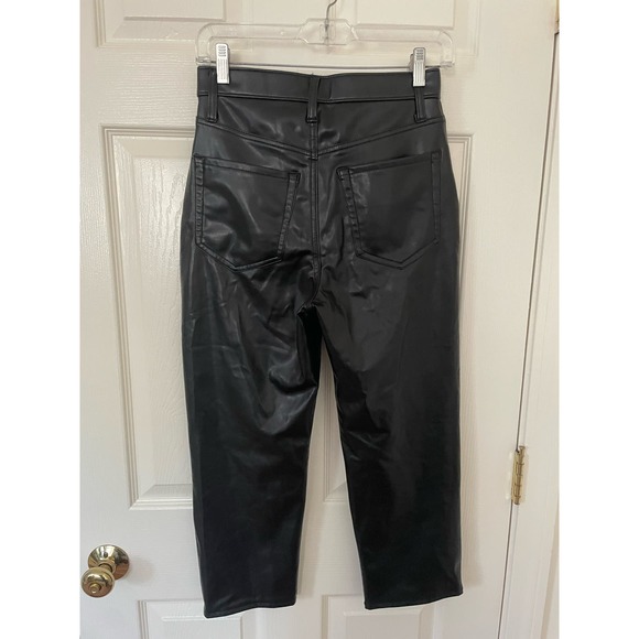 Abercrombie Ankle Straight High Rise Black Faux Leather Pants 27 / 4 XSHORT - Picture 3 of 4